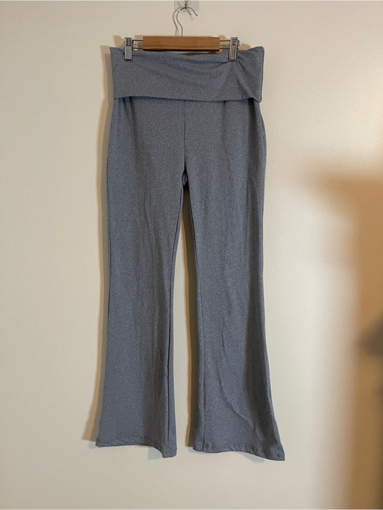 Olive Avenue Pants - Fold-Over High Waist Pants Womens M Gray Flare Athleisure Minimalist Yoga Pants